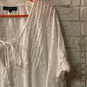 CLUB Z COLLECTION Boho Cotton White Crochet Butterfly Cut Top s/m